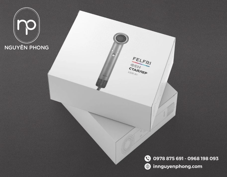 Mẫu hộp carton đựng máy sấy đơn giản 